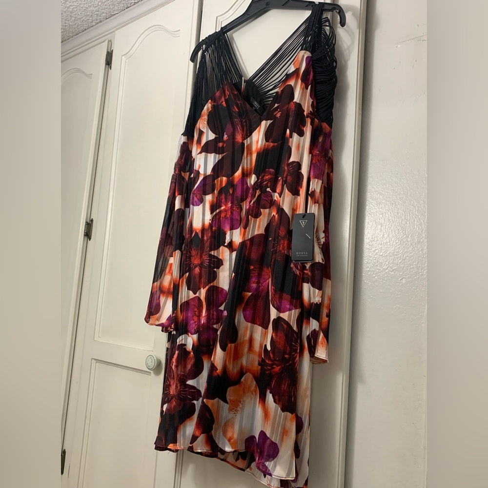 Floating Orchids Peach 3qtr Bellissa Strappy Dress